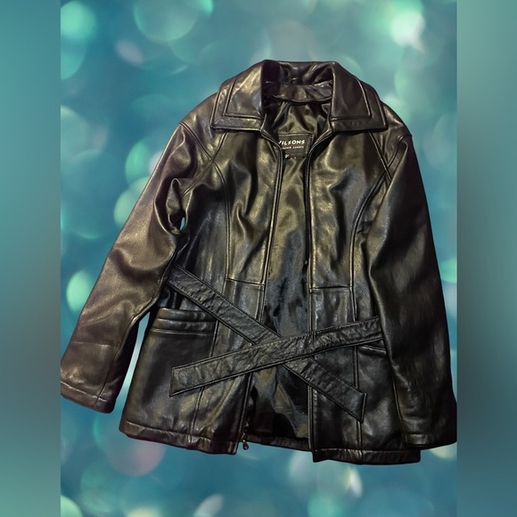 Wilson’s leather coat black women’s or men's small. - Picture 1 of 7